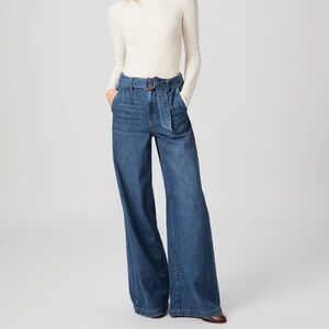 Paige Cameron Wide Leg Jeans With Tortoise Belt Color Altitude Womens Size 25